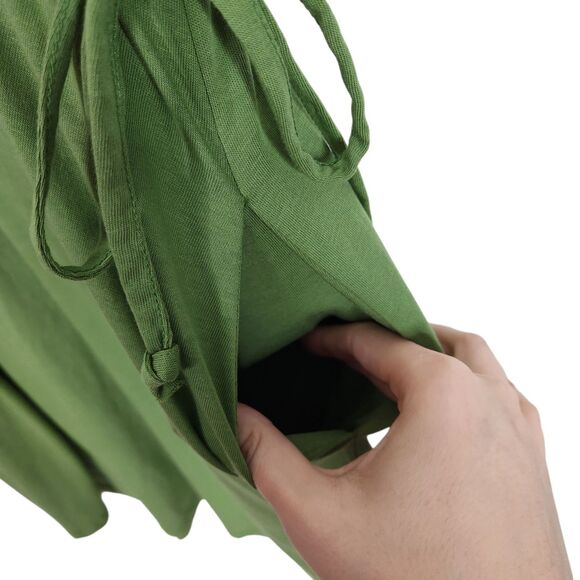 GUDRUN SJODEN Dress Womens Medium Green Drawstring Midi Dress Organic Lagenlook - Picture 3 of 7